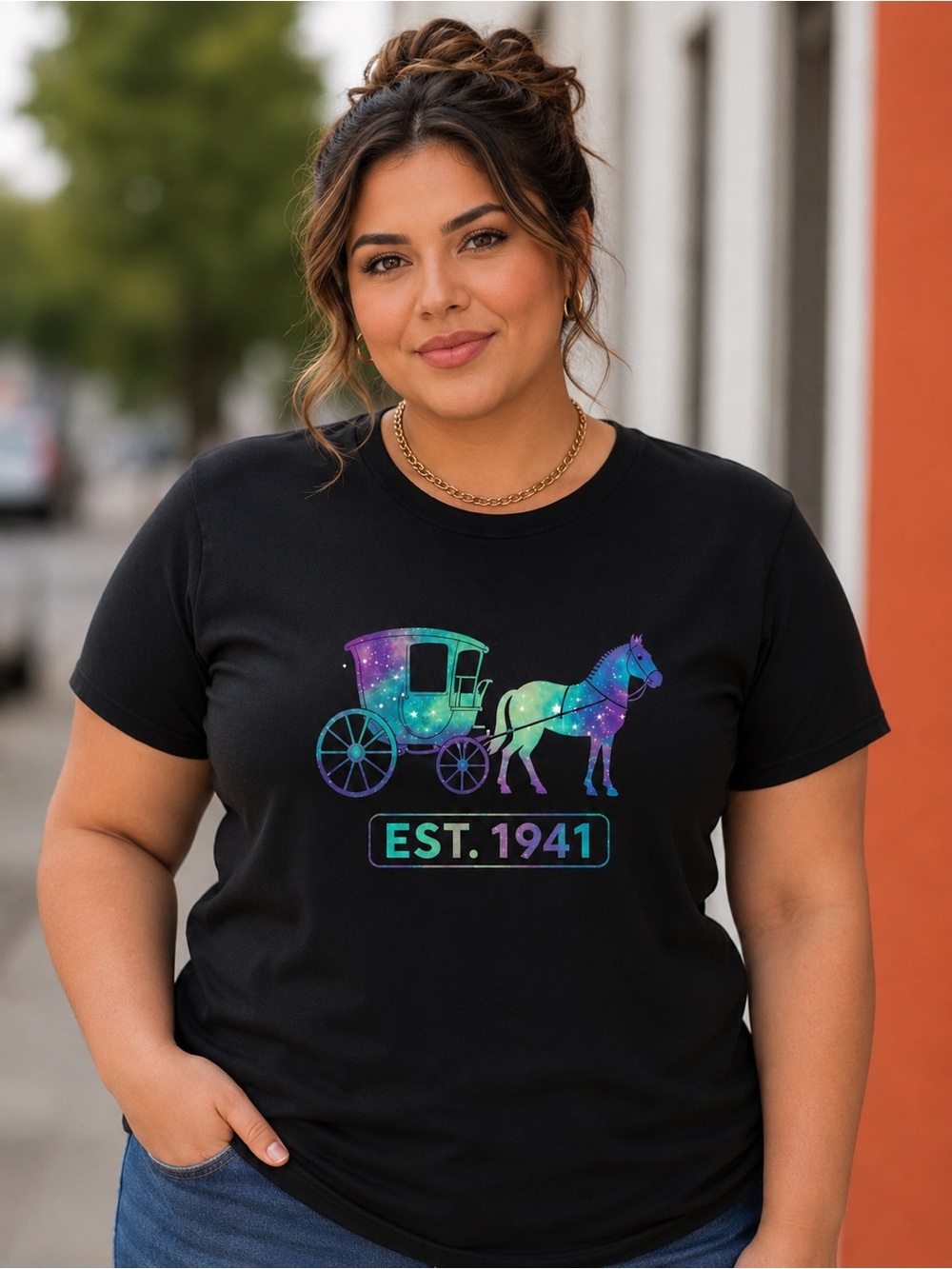 Horse & Carriage EST. 1941 Black Graphic Tee - Women’s Medium NWOT